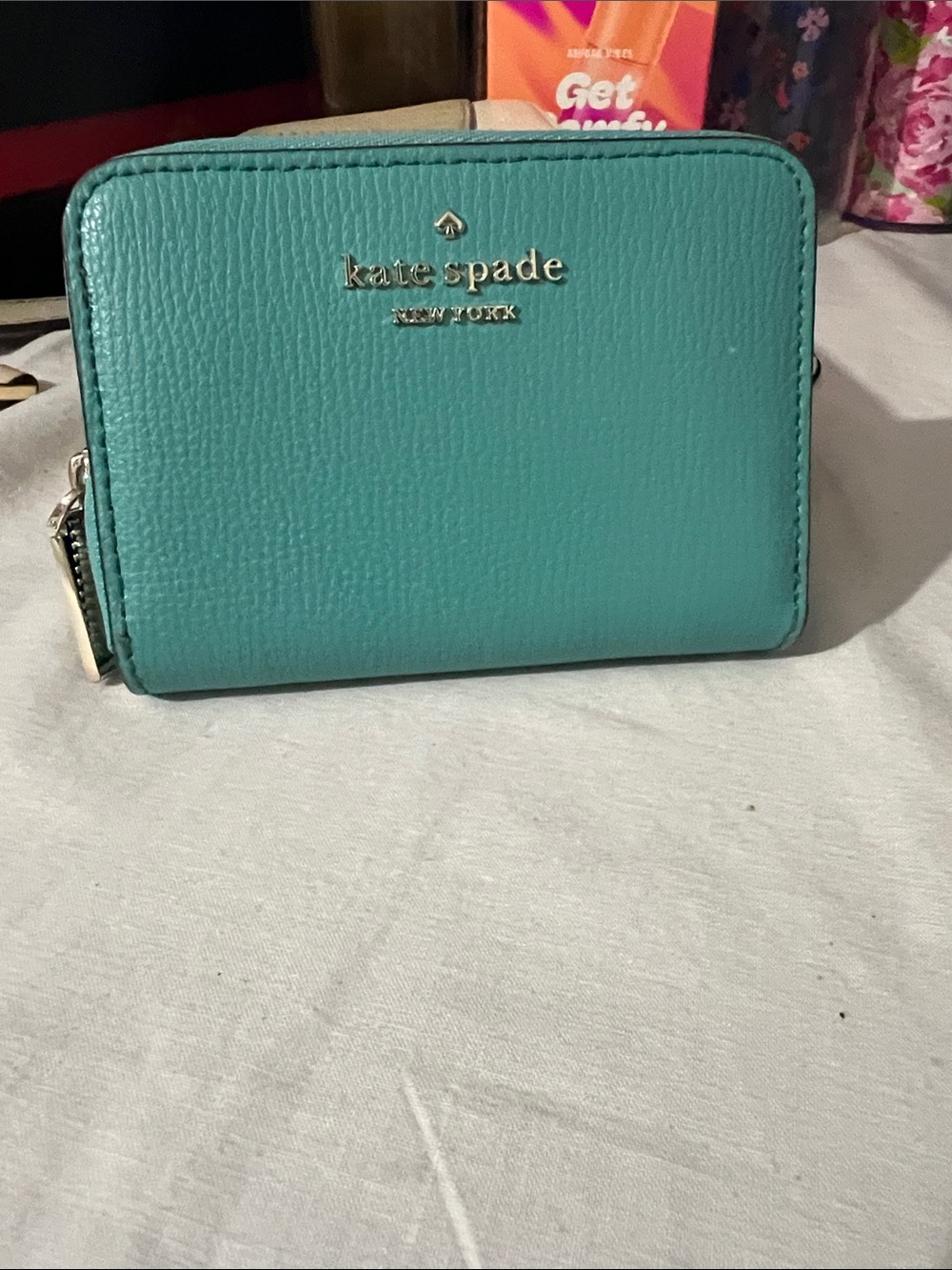 kate spade Teal Zip-Around Leather Wallet